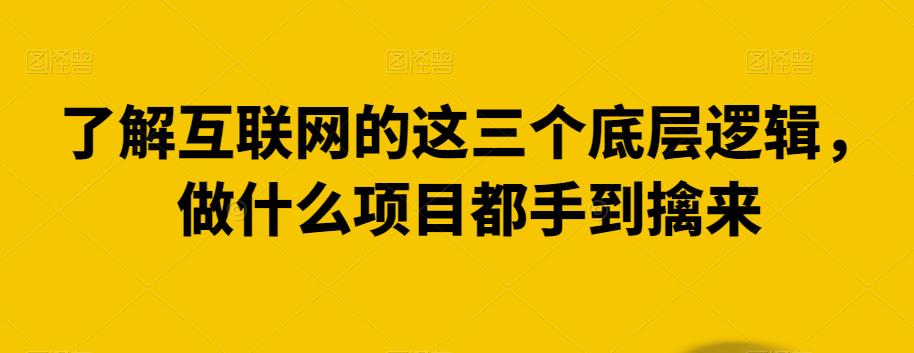 了解互联网的这三个底层逻辑，做什么项目都手到擒来-蓝悦项目网