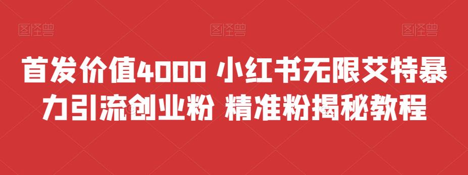 全网首发价值4000 小红书的无限@暴力行为引流方法自主创业粉 精准粉揭密实例教程-蓝悦项目网