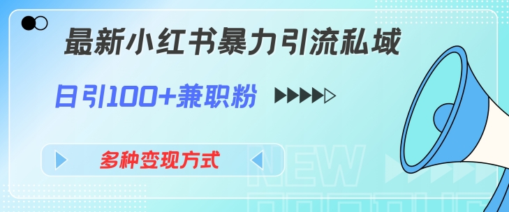 最新小红书暴力引流私域玩法，日引100+兼职粉，多种变现方式-蓝悦项目网