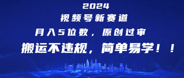 2024视频号新赛道，月入5位数+，原创过审，搬运不违规，简单易学【揭秘】-蓝悦项目网