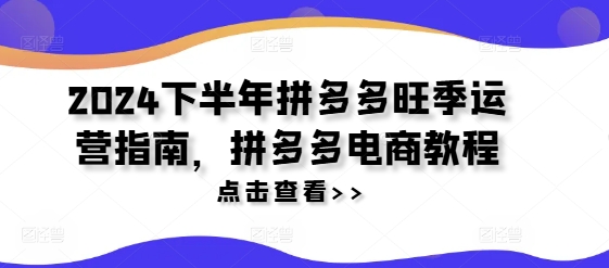 2024后半年拼多多平台高峰期运营指南，拼多多电商实例教程-蓝悦项目网