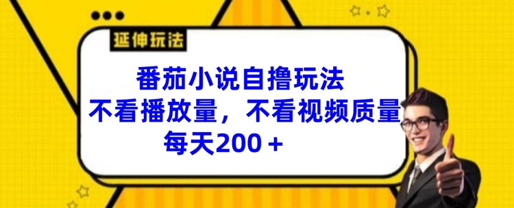 番茄小说自撸游戏玩法，不要看播放率，不要看视频清晰度，每日200 【揭密】-蓝悦项目网