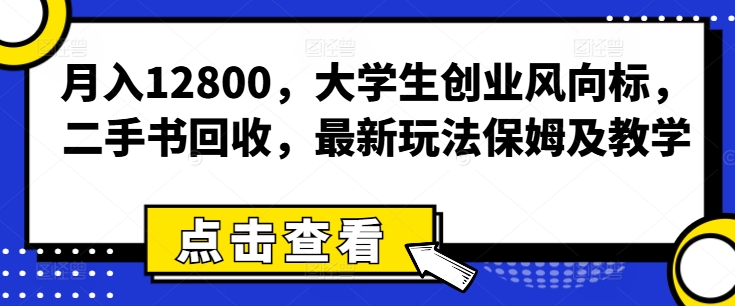 月入12800，学生创业方向标，二手书回收，全新游戏玩法家庭保姆及教学-蓝悦项目网
