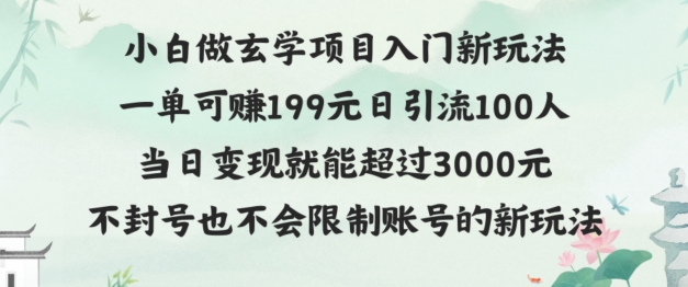 玄学项目入小白入门新玩法一单可赚199元日变现200+不封号不违规-蓝悦项目网