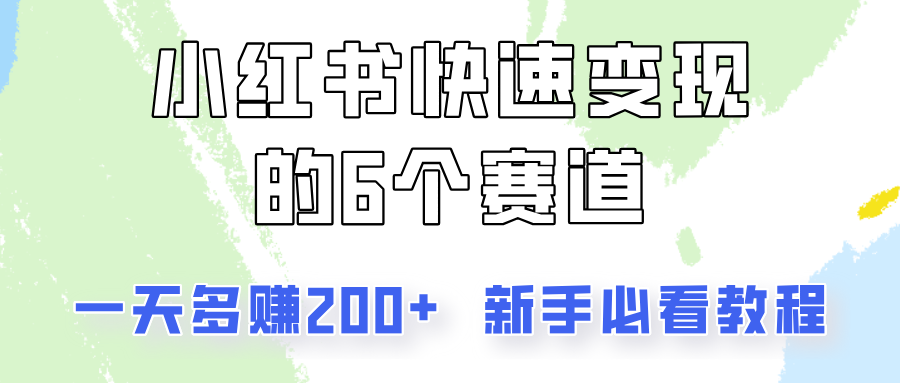 小红书的收益最大化的6个跑道，一天挣到200，每个人必读实例教程！-蓝悦项目网