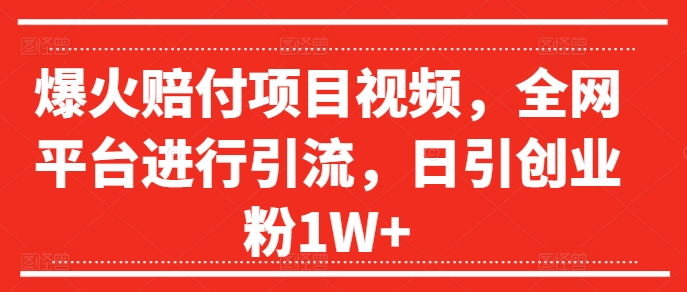 爆红赔偿新项目短视频，全网平台进行引流，日引自主创业粉1W 【揭密】-蓝悦项目网