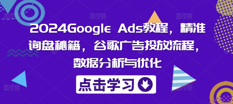 2024Google Ads教程，精准询盘秘籍，谷歌广告投放流程，数据分析与优化-蓝悦项目网