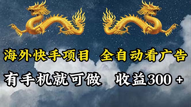 （12175期）海外快手项目，利用工具全自动看广告，每天轻松 300+-蓝悦项目网