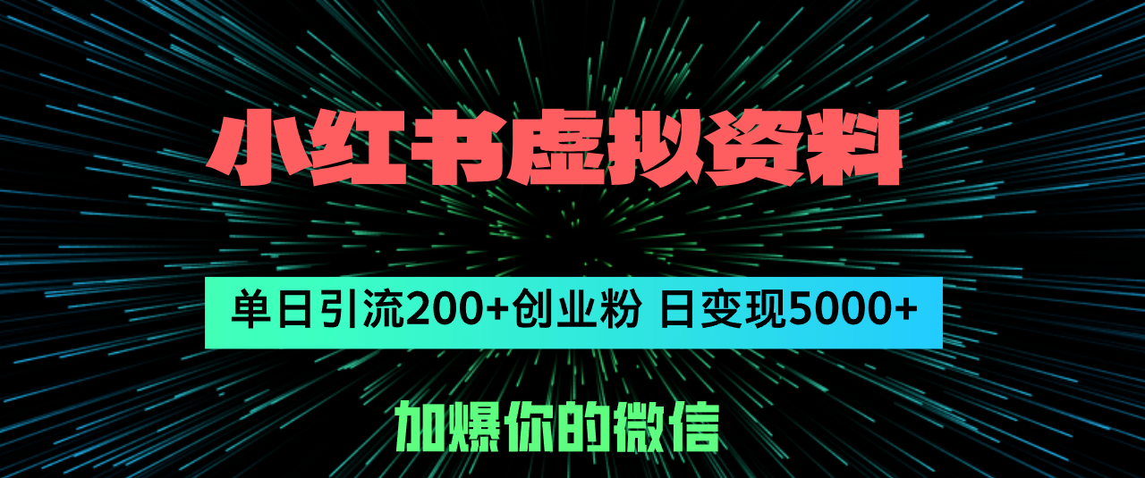 （12164期）小红书虚拟资料日引流200+创业粉，单日变现5000+-蓝悦项目网