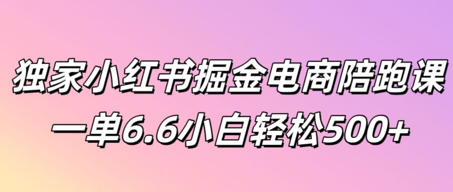 独家代理小红书的掘金队电子商务陪跑课一单6.6新手轻轻松松5张-蓝悦项目网