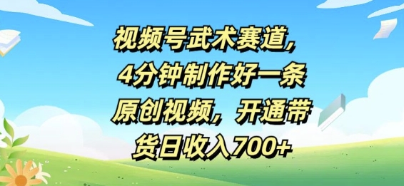 微信视频号武术赛道，4min制作好一条原创短视频，开启卖货日收益多张-蓝悦项目网