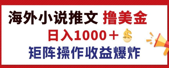 全新国外小说推文撸美元，日入1k  朝阳行业，引流矩阵变大盈利发生爆炸-蓝悦项目网