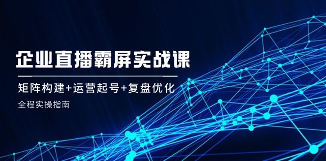 （12338期）企 业 直 播 霸 屏实战课：矩阵构建+运营起号+复盘优化，全程实操指南-蓝悦项目网