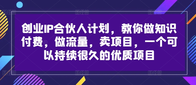 自主创业IP合伙人计划，手把手带你社交电商，做流量，卖项目，一个可以持续很久的优质企业-蓝悦项目网