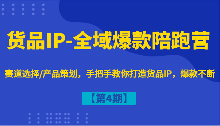 货物IP-示范区爆品陪跑营【第4期】跑道挑选/产品规划，教你如何打造出货物IP，爆品持续-蓝悦项目网