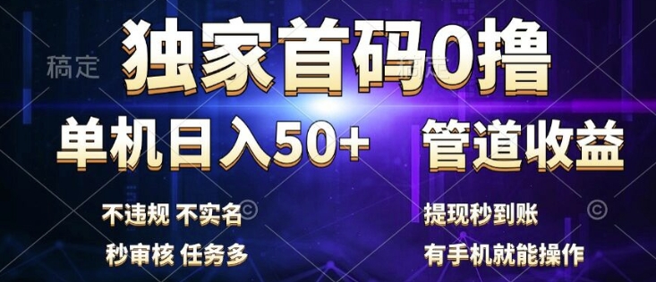 独家首码0撸，单机日入50+，秒提现到账，可批量操作-蓝悦项目网