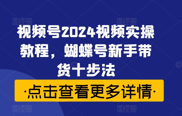 视频号2024视频实操教程，蝴蝶号新手带货十步法-蓝悦项目网