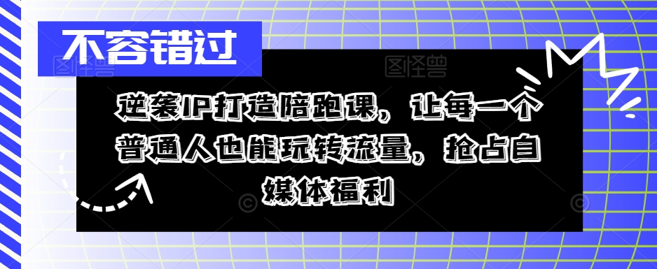 逆袭IP打造陪跑课，让每一个普通人也能玩转流量，抢占自媒体福利-蓝悦项目网