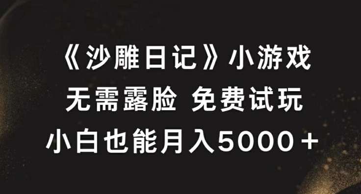 《沙雕日记》小游戏，无需露脸免费试玩，小白也能月入5000+【揭秘】-蓝悦项目网