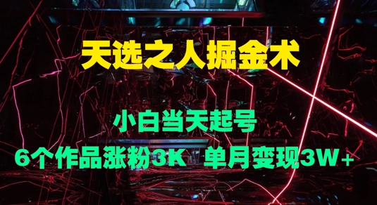 天选之人掘金术，小白当天起号，6个作品涨粉3000+，单月变现3w+-蓝悦项目网