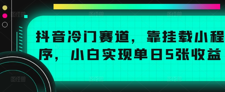 抖音冷门赛道，靠挂载小程序，小白实现单日5张收益-蓝悦项目网