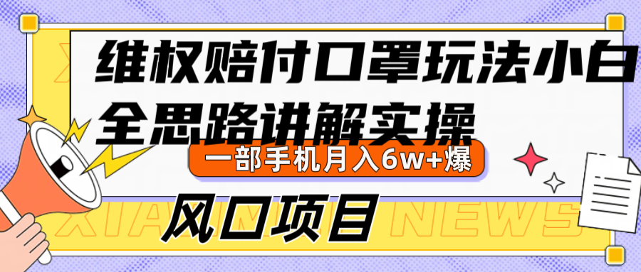 维权赔付口罩玩法，小白也能月入6w+，风口项目实操-蓝悦项目网