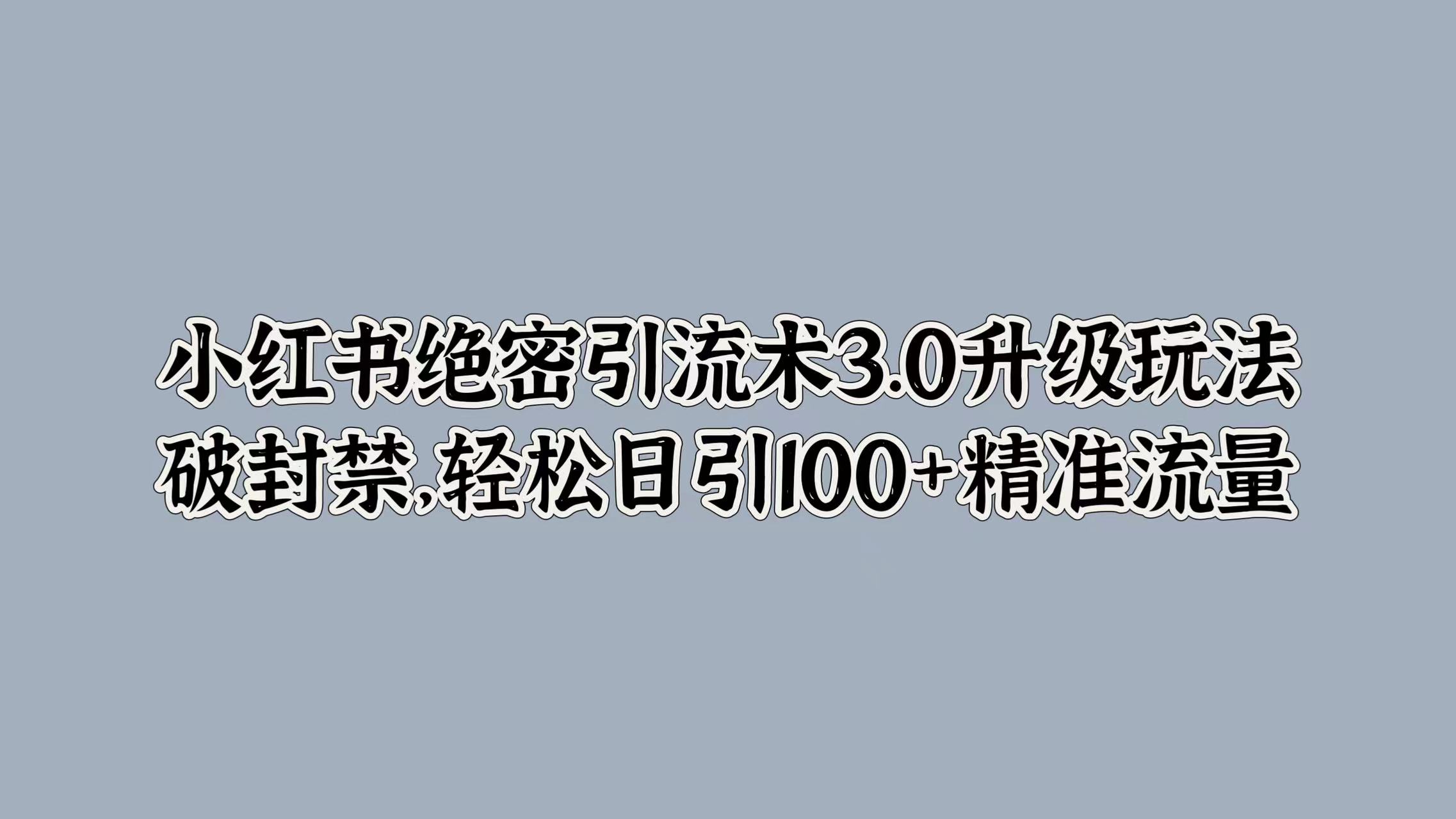 小红书绝密引流术3.0升级玩法，破封禁，轻松日引100+精准流量-蓝悦项目网