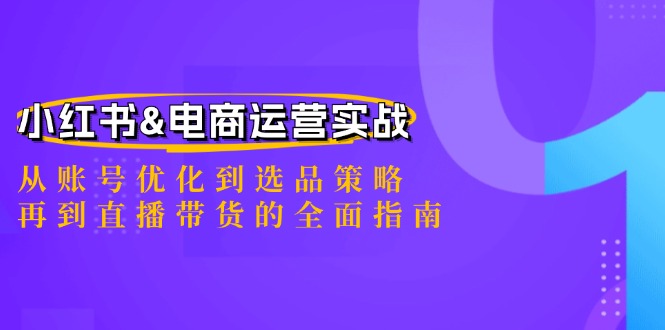 小红书&电商运营实战：从账号优化到选品策略，再到直播带货的全面指南-蓝悦项目网