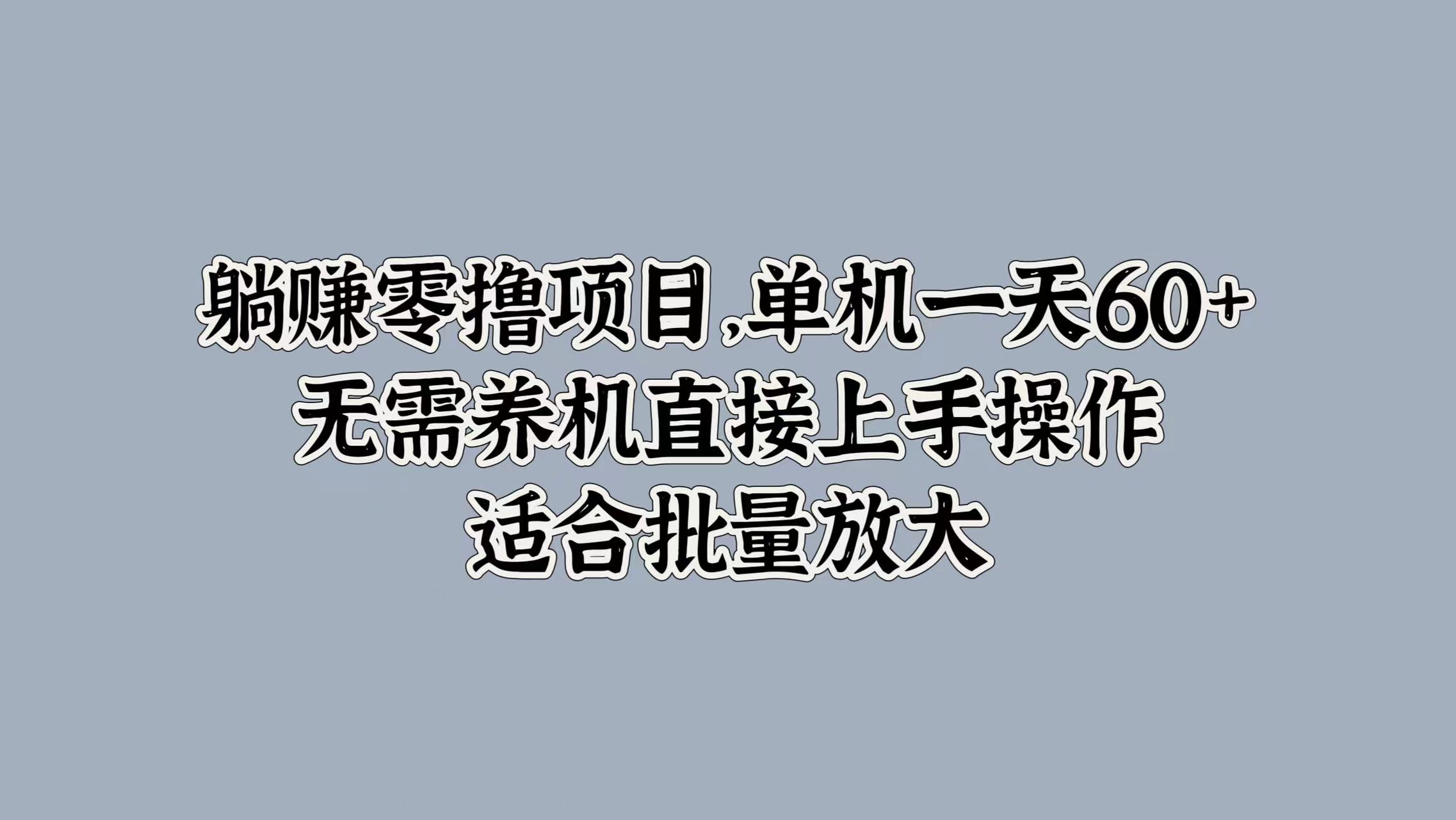 躺赚零撸项目，单机一天60+，无需养机直接上手操作，适合批量放大-蓝悦项目网