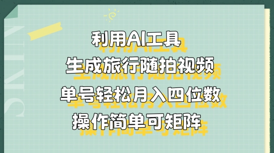 利用AI工具生成旅行随拍视频，单号轻松月入四位数，操作简单可矩阵-蓝悦项目网