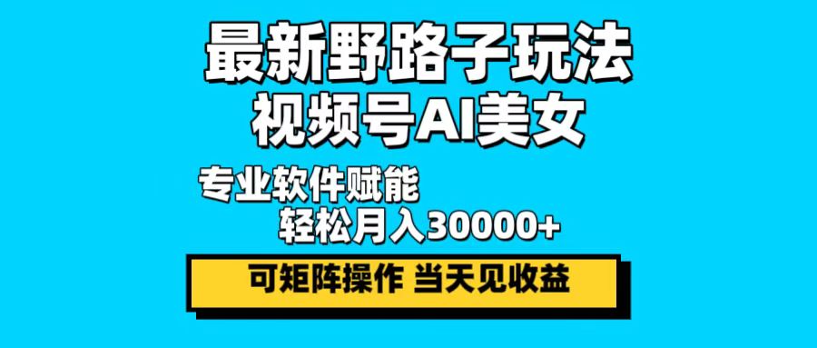 （12798期）最新野路子玩法，视频号AI美女，当天见收益，轻松月入30000＋-蓝悦项目网