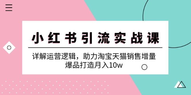 （12809期）小红书引流实战课：详解运营逻辑，助力淘宝天猫销售增量，爆品打造月入10w-蓝悦项目网