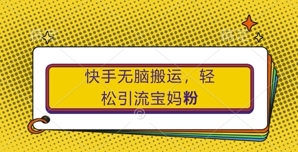 快手无脑搬运，轻松引流宝妈粉，纯小白轻松上手【揭秘】-蓝悦项目网