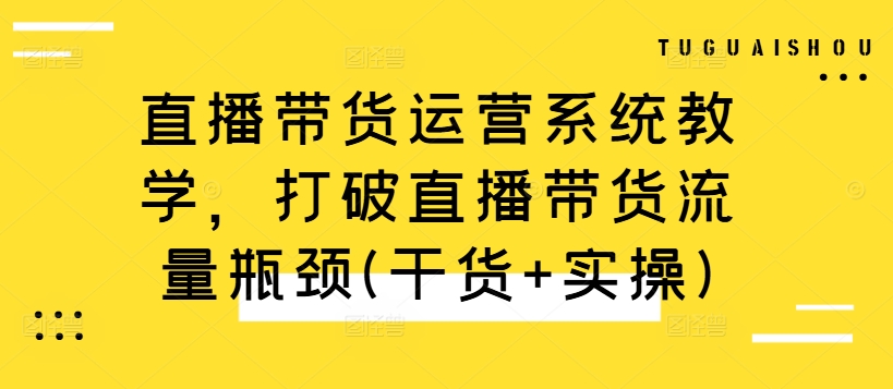 直播带货运营系统教学，打破直播带货流量瓶颈(干货+实操)-蓝悦项目网