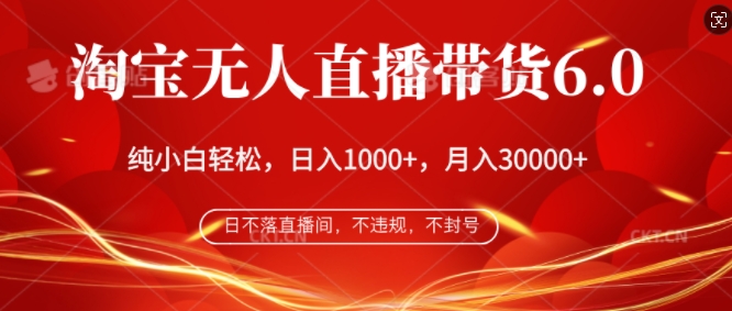 淘宝网没有人直播卖货6.0，不违规，防封号，纯小白快速上手，月入了万-蓝悦项目网