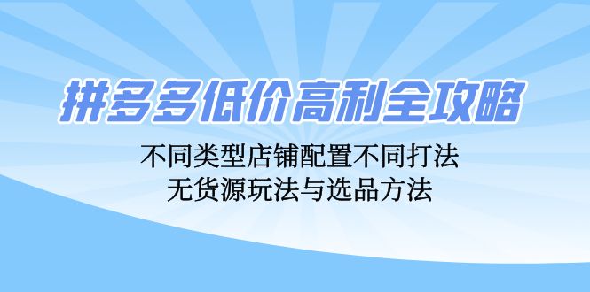 拼多多平台廉价暴利攻略大全：不同种类店面配置不同玩法，无货源电商游戏玩法与选款方式-蓝悦项目网