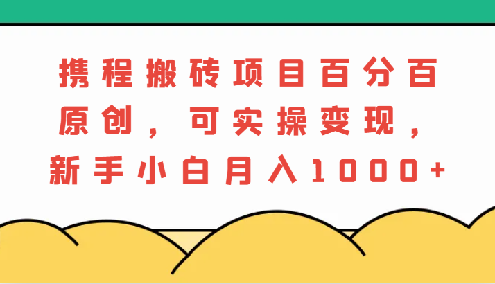 携程网搬砖项目，百分之百原创设计，可实际操作转现，新手入门月入1000-蓝悦项目网