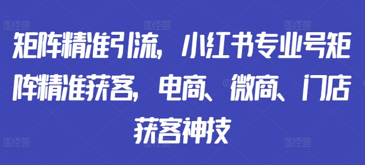 引流矩阵精准引流方法，小红书的技术专业号引流矩阵营销获客，电子商务、微商代理、店面拓客绝技-蓝悦项目网