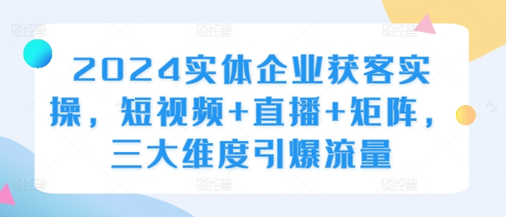 2024实体线营销获客实际操作，小视频 直播间 引流矩阵，三大层面引爆流量-蓝悦项目网