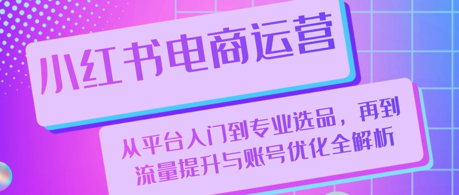 小红书电商运营：从平台入门到专业选品，再到流量提升与账号优化全解析-蓝悦项目网