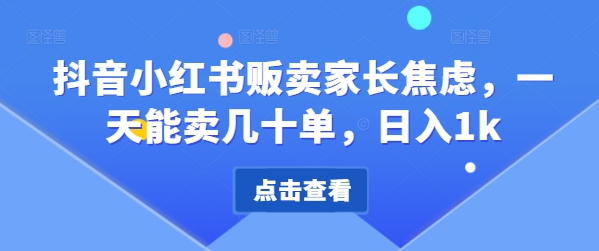 抖音小红书售卖家长的焦虑，一天可以卖几十单，日入1k-蓝悦项目网