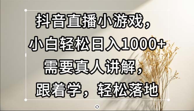 （13075期）抖音直播间游戏，新手轻轻松松日入1000 必须真人版解读，跟着做，轻轻松松落地式-蓝悦项目网