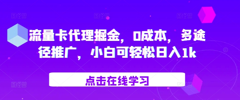 上网卡代理商掘金队，0成本费，多形式营销推广，小白可轻轻松松日入1k-蓝悦项目网