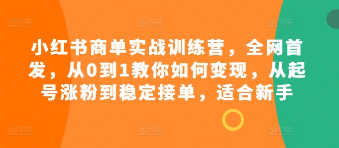 小红书的商单实战演练夏令营，独家首发，从0到1教大家如何盈利，从养号增粉到平稳接单子，适合新手-蓝悦项目网