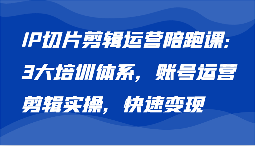 IP切片剪辑运营陪跑课，3大培训体系：账号运营 剪辑实操 快速变现-蓝悦项目网