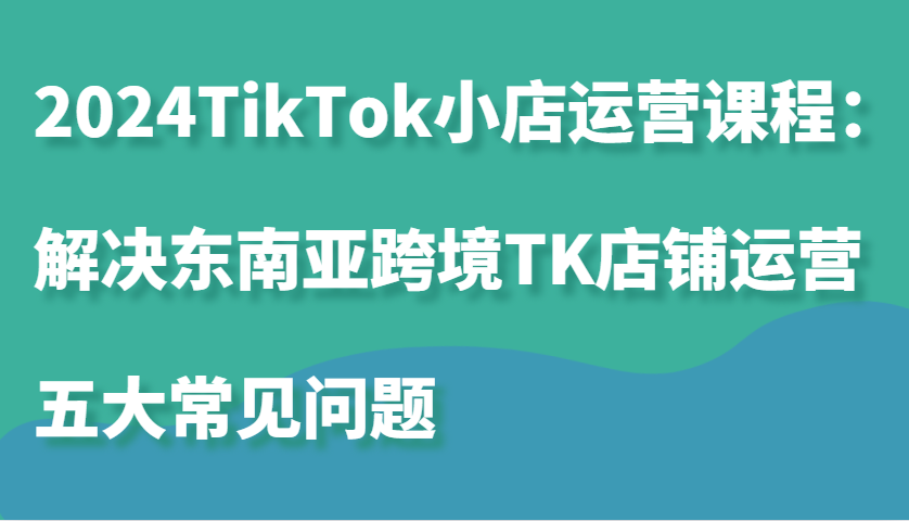 2024TikTok小店运营课程：解决东南亚跨境TK店铺运营五大常见问题-蓝悦项目网