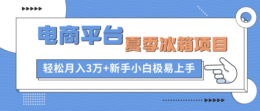 电子商务平台电冰箱新项目，新项目成本低，0成本支出，新手快速上手-蓝悦项目网