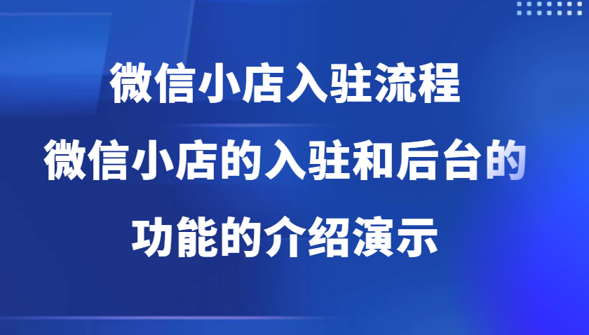 微小店开店流程，微小店的进驻和微小店后台系统作用的讲解演试-蓝悦项目网