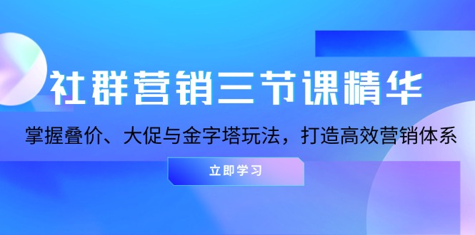 （13431期）社群运营三节课精粹：把握叠价、大促销与金字塔式游戏玩法，打造高效市场营销体系-蓝悦项目网