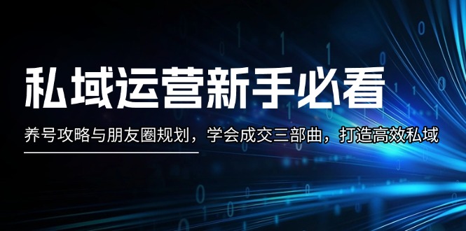 （13416期）私域流量运营新手指南：起号攻略大全与微信朋友圈整体规划，懂得交易量三部曲，打造高效公域-蓝悦项目网